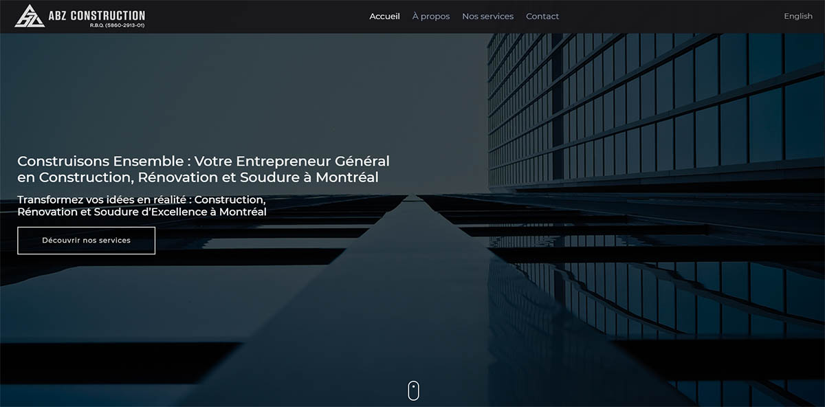 Diseño de Pagina Web, Empresa de Construccion, Remodelaciones y Soldadura en Montreal